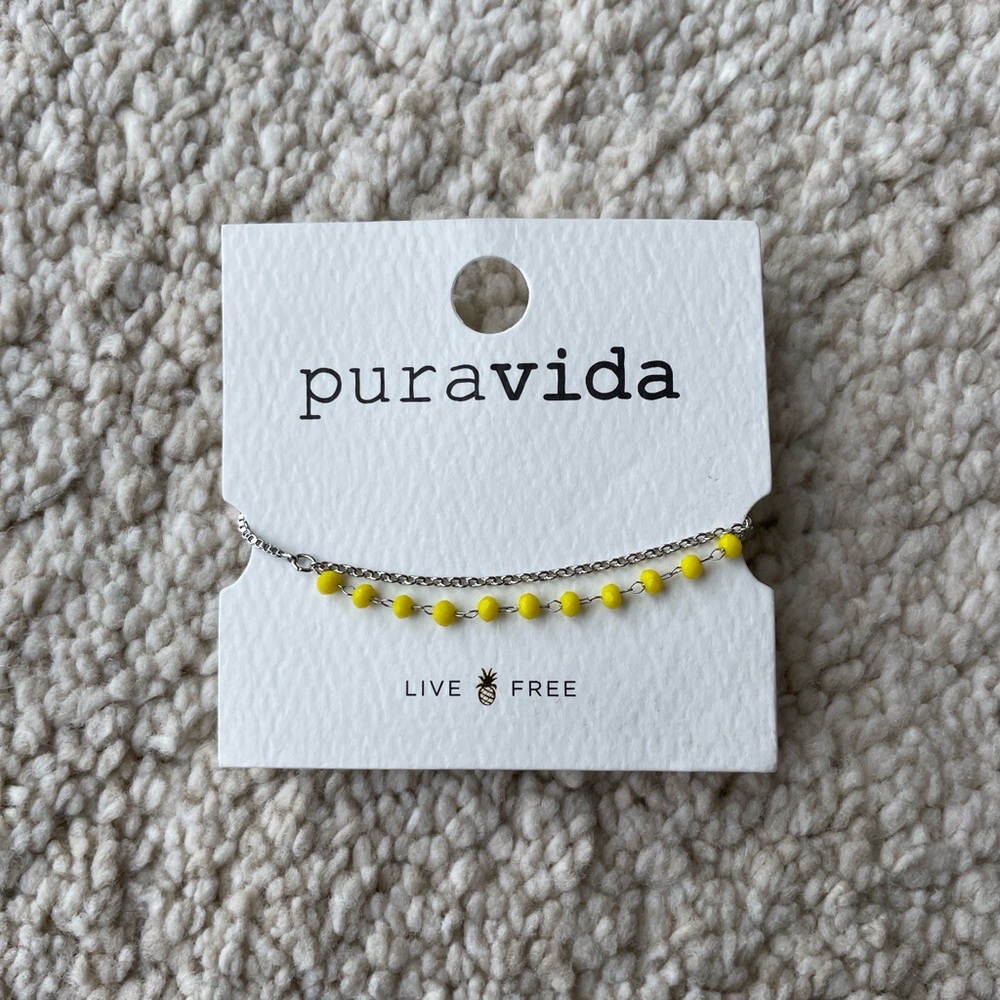 Pura Vida NEW Silver bracelet with yellow beads